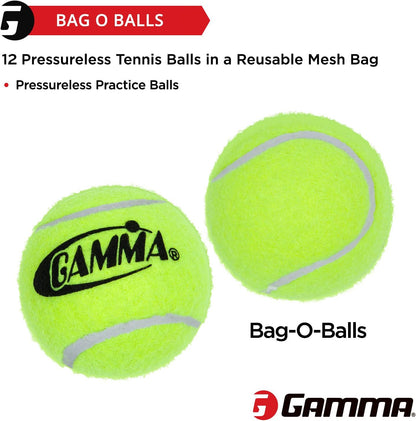 Bag of Pressureless Tennis Balls - Sturdy & Reuseable Mesh Bag with Drawstring for Easy Transport - Bag-O-Balls (12-Pack of Balls, Yellow)
