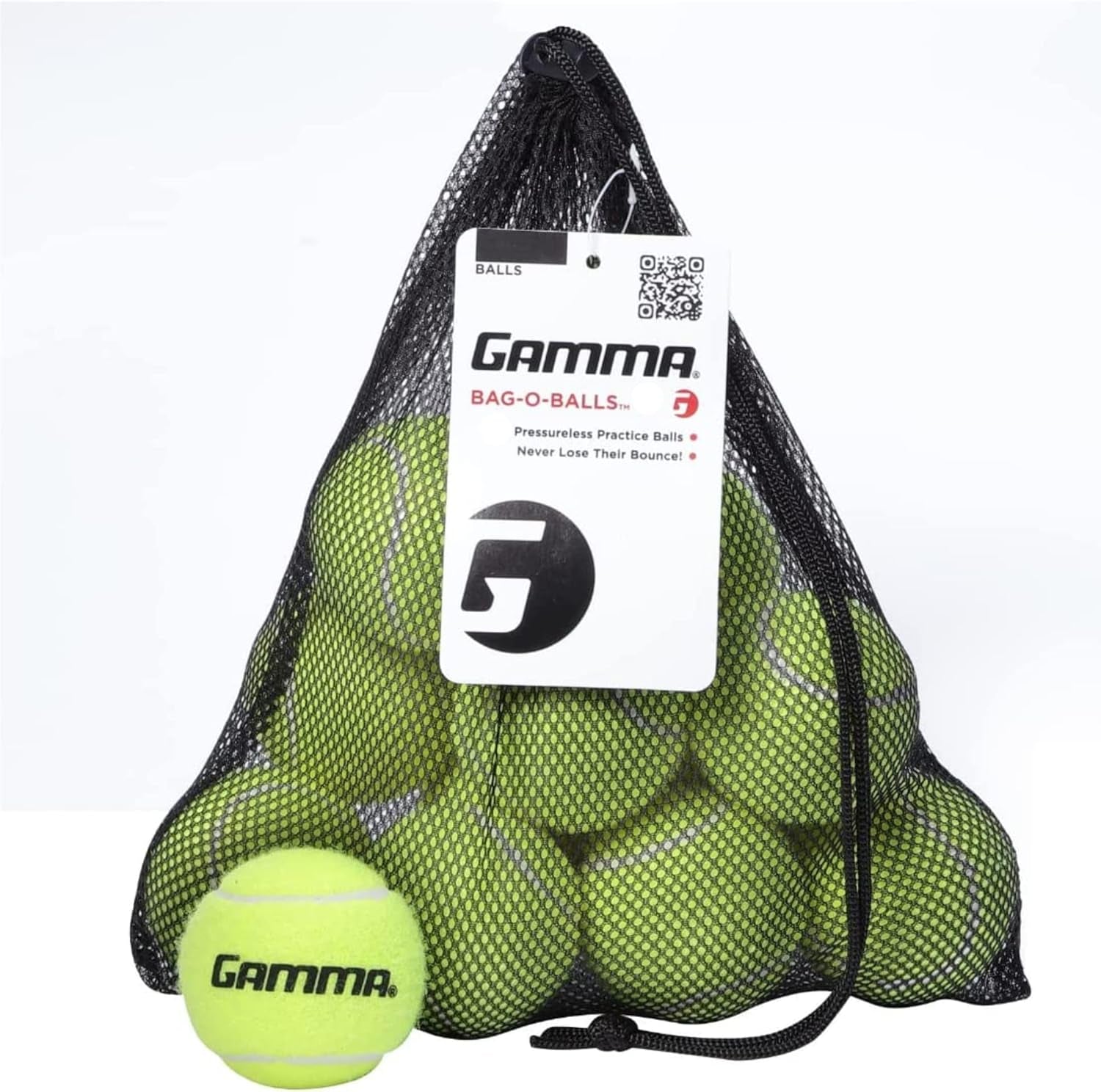 Bag of Pressureless Tennis Balls - Sturdy & Reuseable Mesh Bag with Drawstring for Easy Transport - Bag-O-Balls (12-Pack of Balls, Yellow)